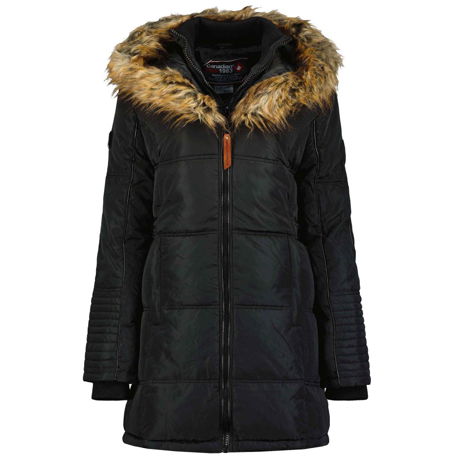 Femme Canadian Peak Parka | Beauty Black Lady 078