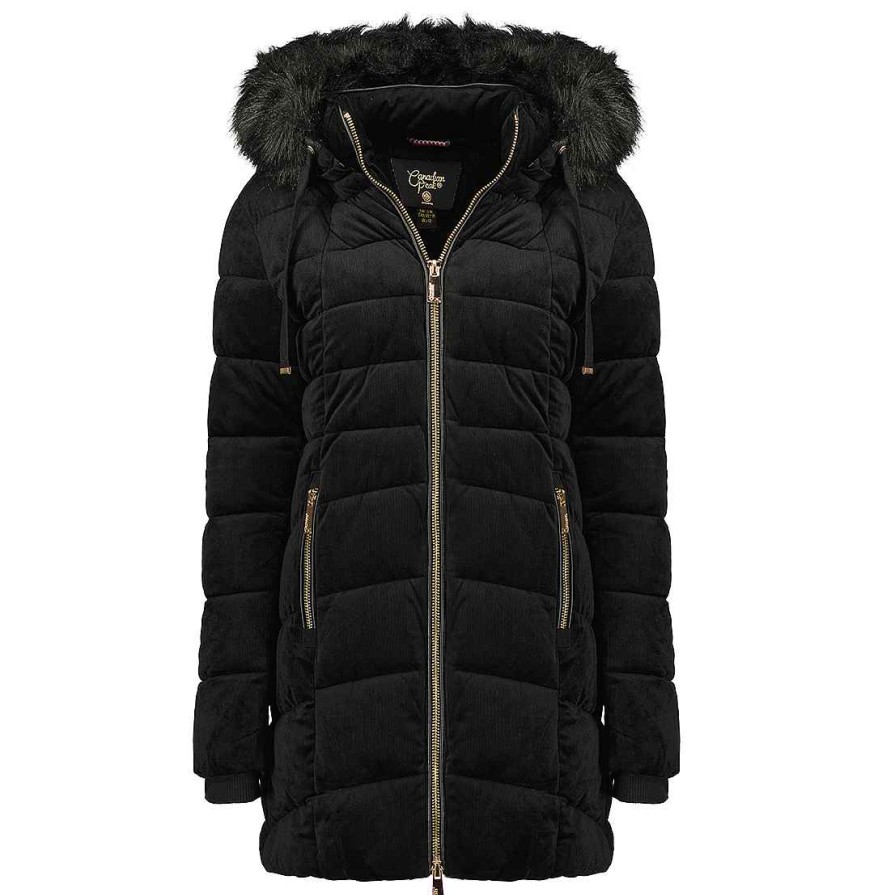 Femme Canadian Peak Parka | Biloveak Long Cp Black Lady 054